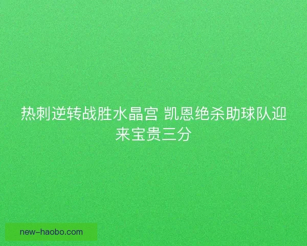 热刺逆转战胜水晶宫 凯恩绝杀助球队迎来宝贵三分