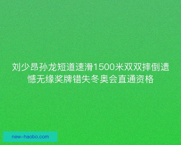 刘少昂孙龙短道速滑1500米双双摔倒遗憾无缘奖牌错失冬奥会直通资格